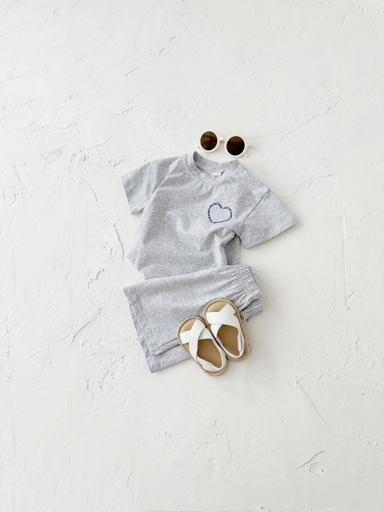 Heart Printing Short Sleeve Two-piece Set