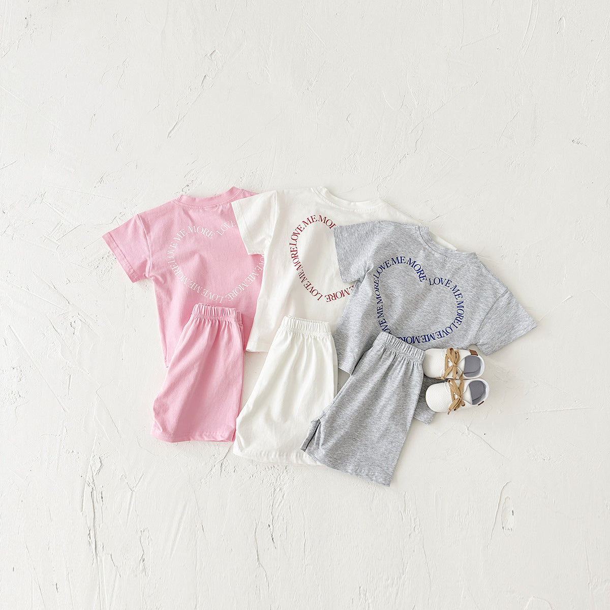 Heart Printing Short Sleeve Two-piece Set