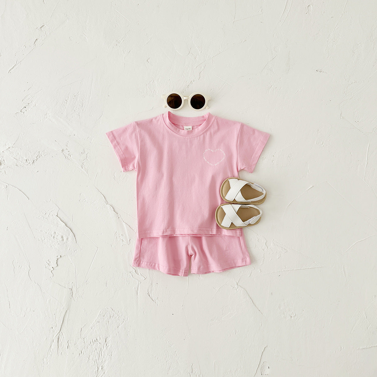 Heart Printing Short Sleeve Two-piece Set