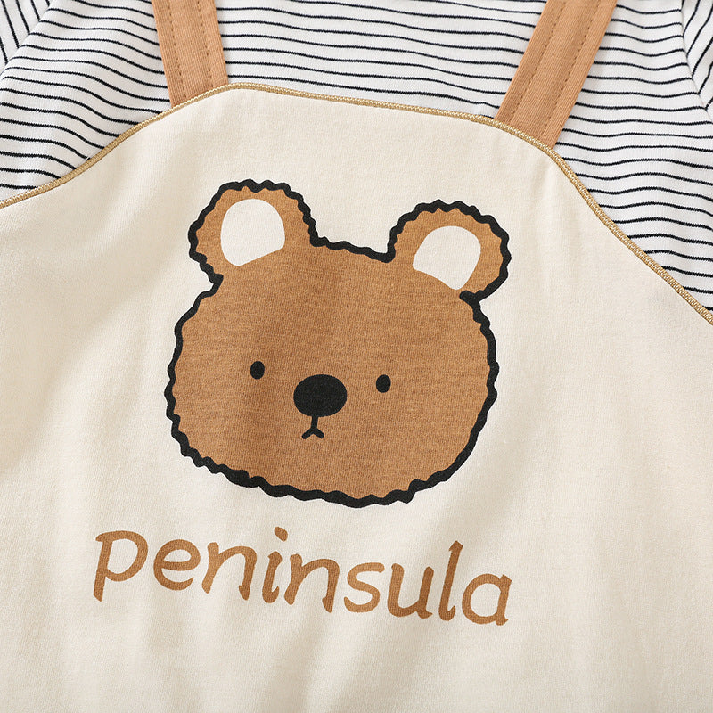 Cartoon Bear Print Short Sleeve