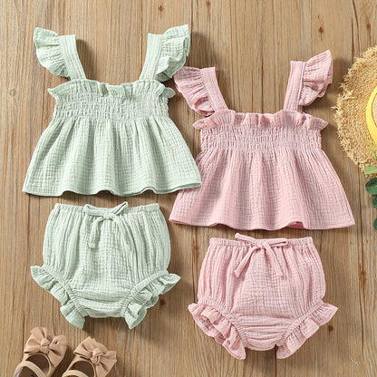 Girls' Green and Pink 2 Piece Suit