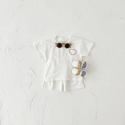 Heart Printing Short Sleeve Two-piece Set