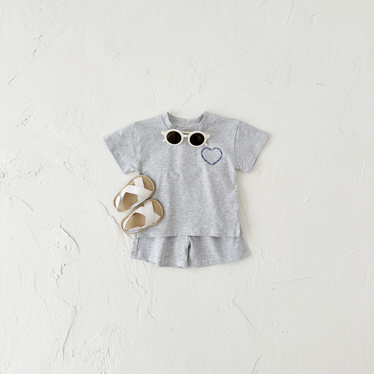Heart Printing Short Sleeve Two-piece Set