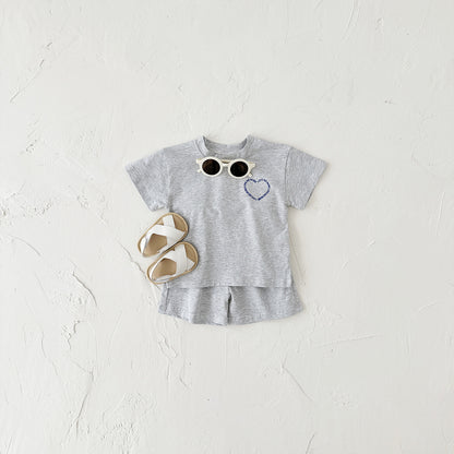 Heart Printing Short Sleeve Two-piece Set