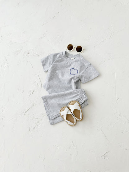 Heart Printing Short Sleeve Two-piece Set