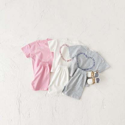 Heart Printing Short Sleeve Two-piece Set