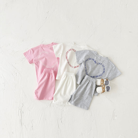 Heart Printing Short Sleeve Two-piece Set