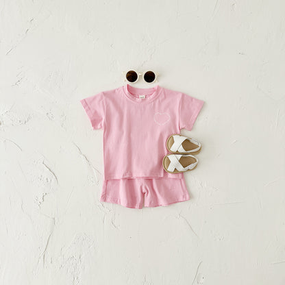 Heart Printing Short Sleeve Two-piece Set