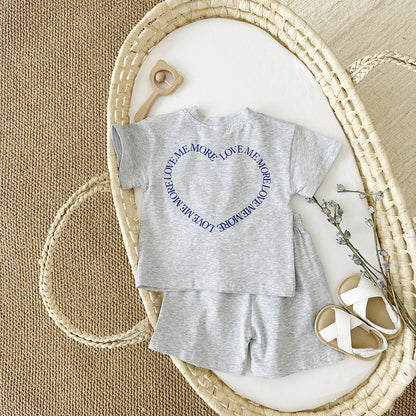 Heart Printing Short Sleeve Two-piece Set